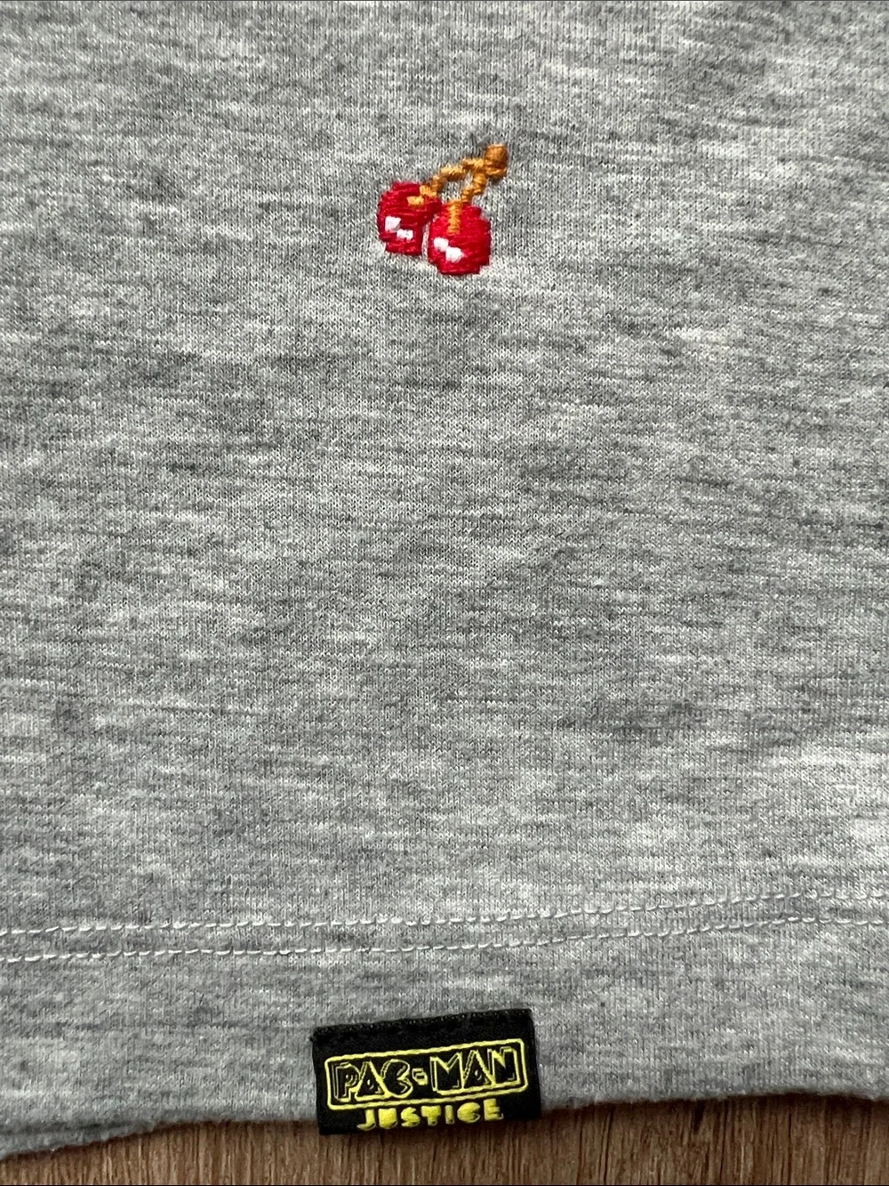 Justice Kids' Grey Pac-Man Embroidery Short Sleeve T-shirt Size Small (7/8)